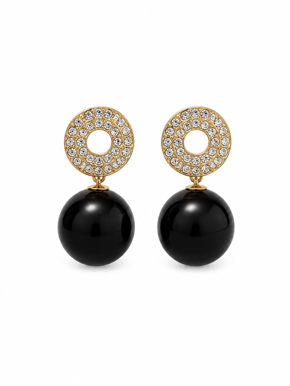 Gold and Black Crystal Drop Earrings - Elegant Women’s Jewelry